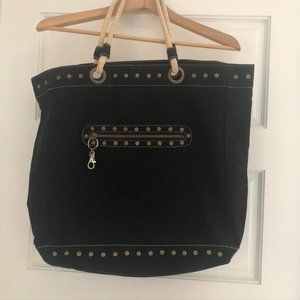 Old Navy Studded Black Canvas Beach Bag